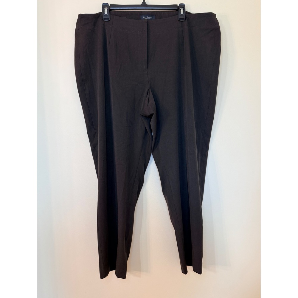 Talbots Heritage Dark Brown Straight Leg Dress Pants Womens 20WP Plus Petite